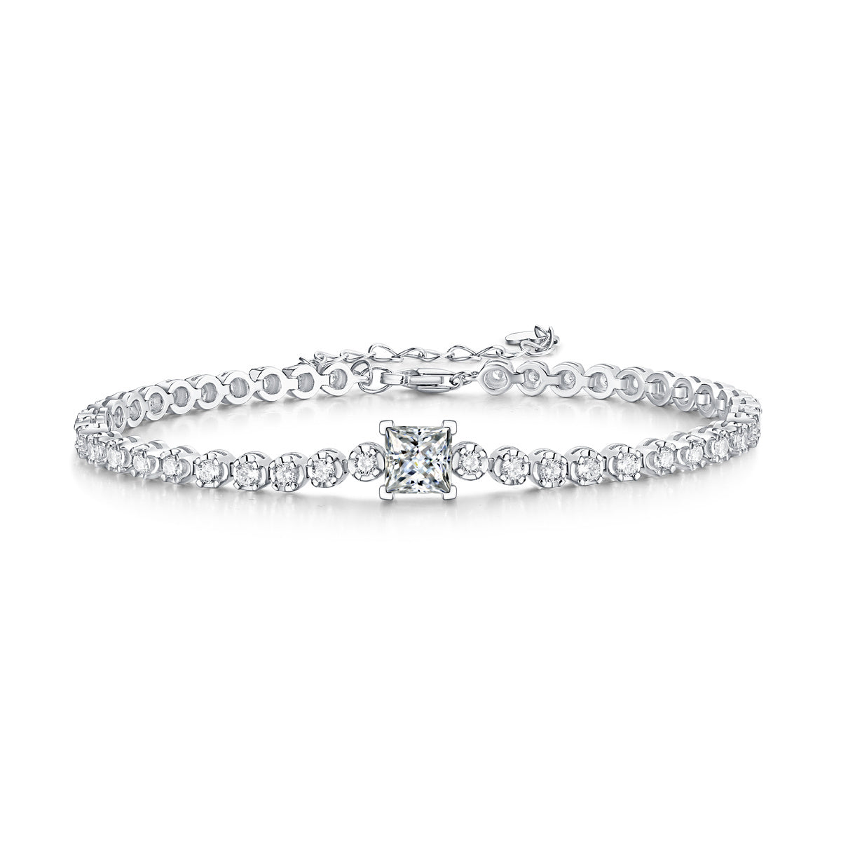 Moissanite Square Princess Cut Bracelet