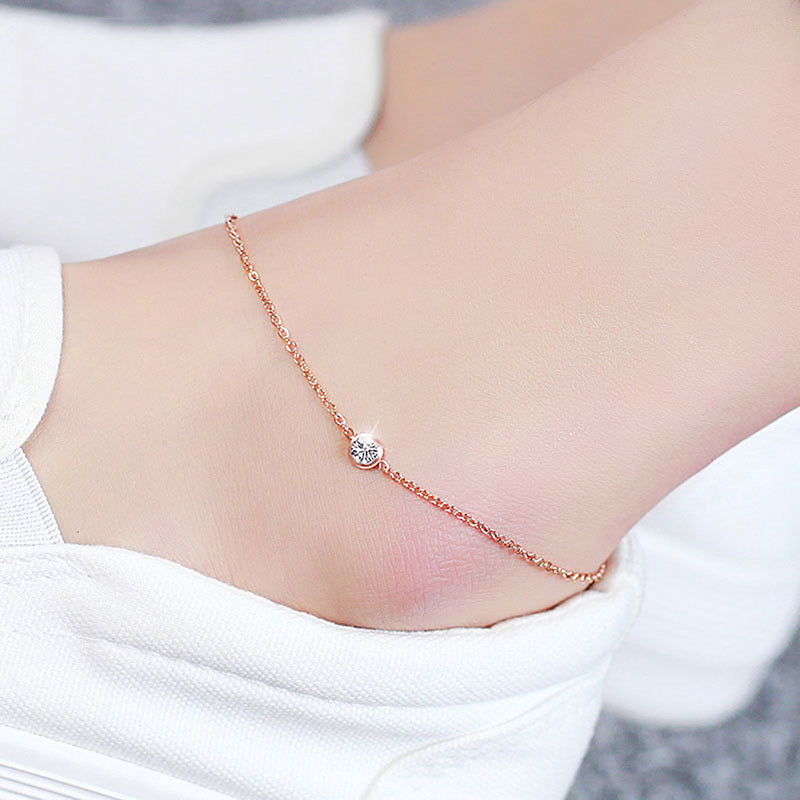 Solitaire-style Chain Anklet