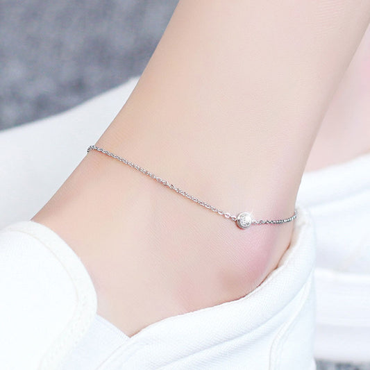 Solitaire-style Chain Anklet