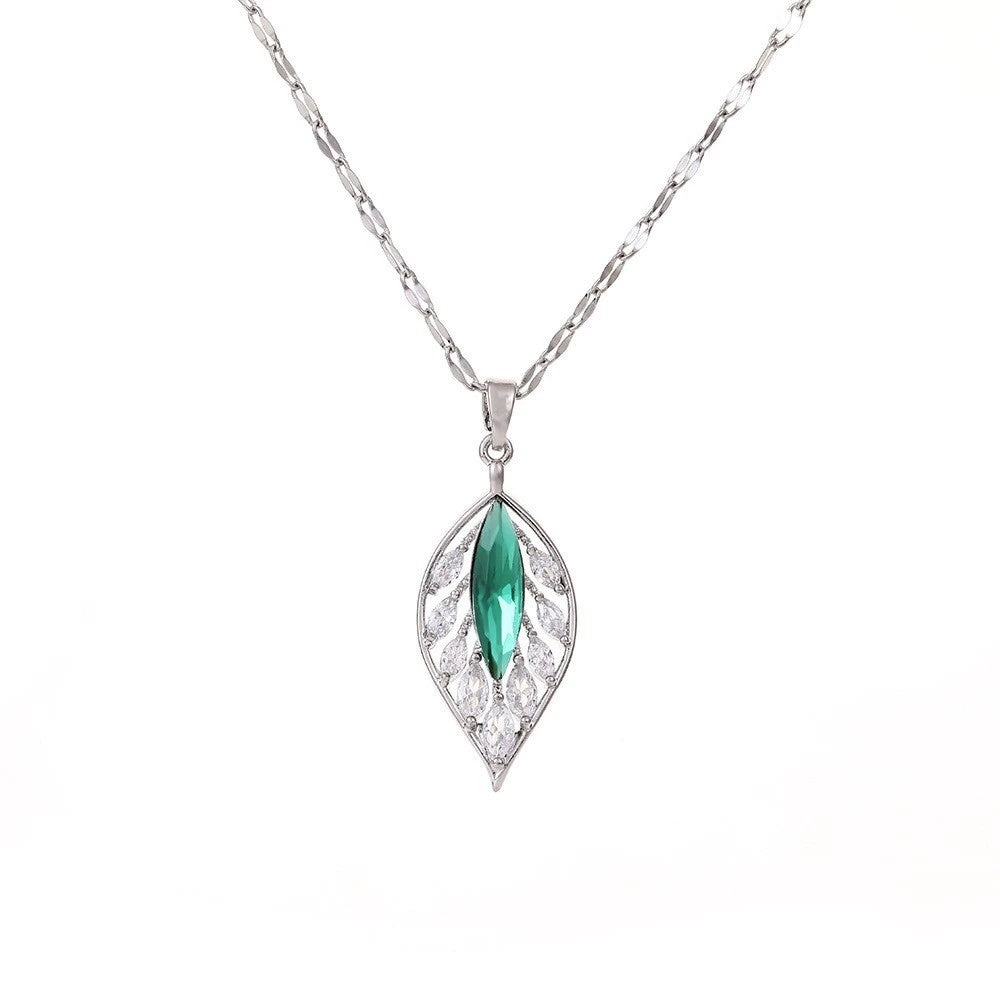 Titanium Leaf Pendant Necklace